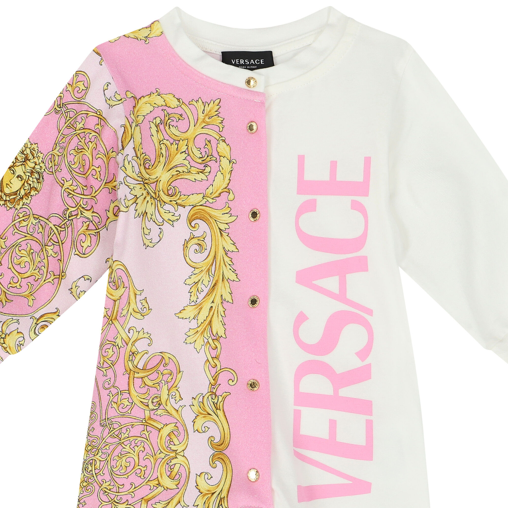 Versace Baby Girls Pink Ivory Logo Babygrow Junior Couture UAE