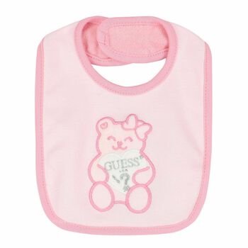 Baby Girls Pink Teddy Bib