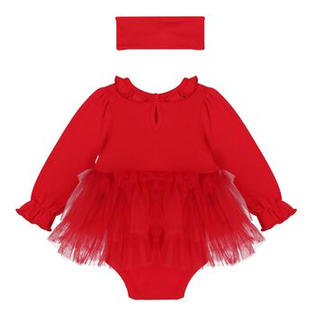 Baby Girls Red Bow Tulle Dress Set , 1 Baby Girls Red Bow Tulle Dress Set