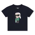 طقم أولاد شورت بالشعار باللون الكحلي والعاجي, 1, hi-res