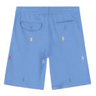 Boys Blue Logo Shorts, 1, hi-res