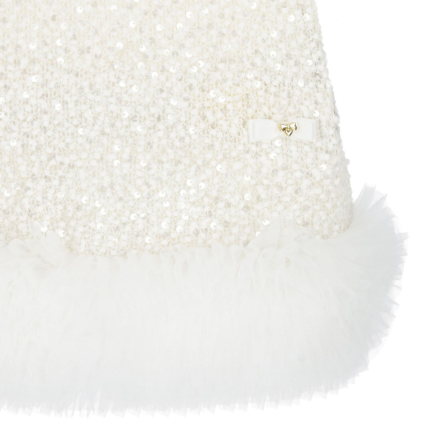 فستان بنات مزين بالترتر باللون العاجى , 1, hi-res