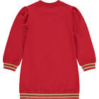 فستان بنات بالشعار باللون الاحمر والذهبى, 1, hi-res