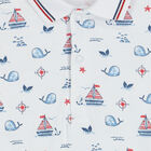 Baby Boys White Sail & Whale Polo Romper, 1, hi-res