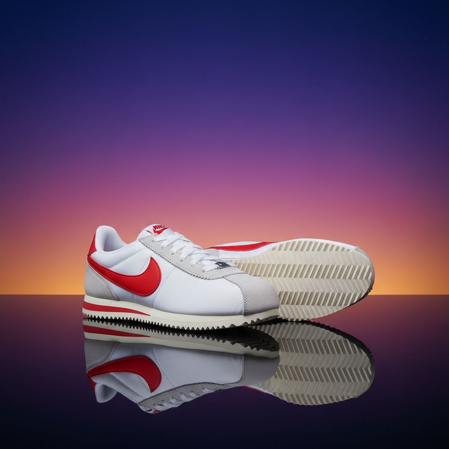 White & Orange Cortez Trainers, 2, hi-res