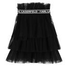 Girls Black Logo Pleated Tutu Skirt, 1, hi-res