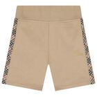 Beige Check Logo Shorts, 1, hi-res