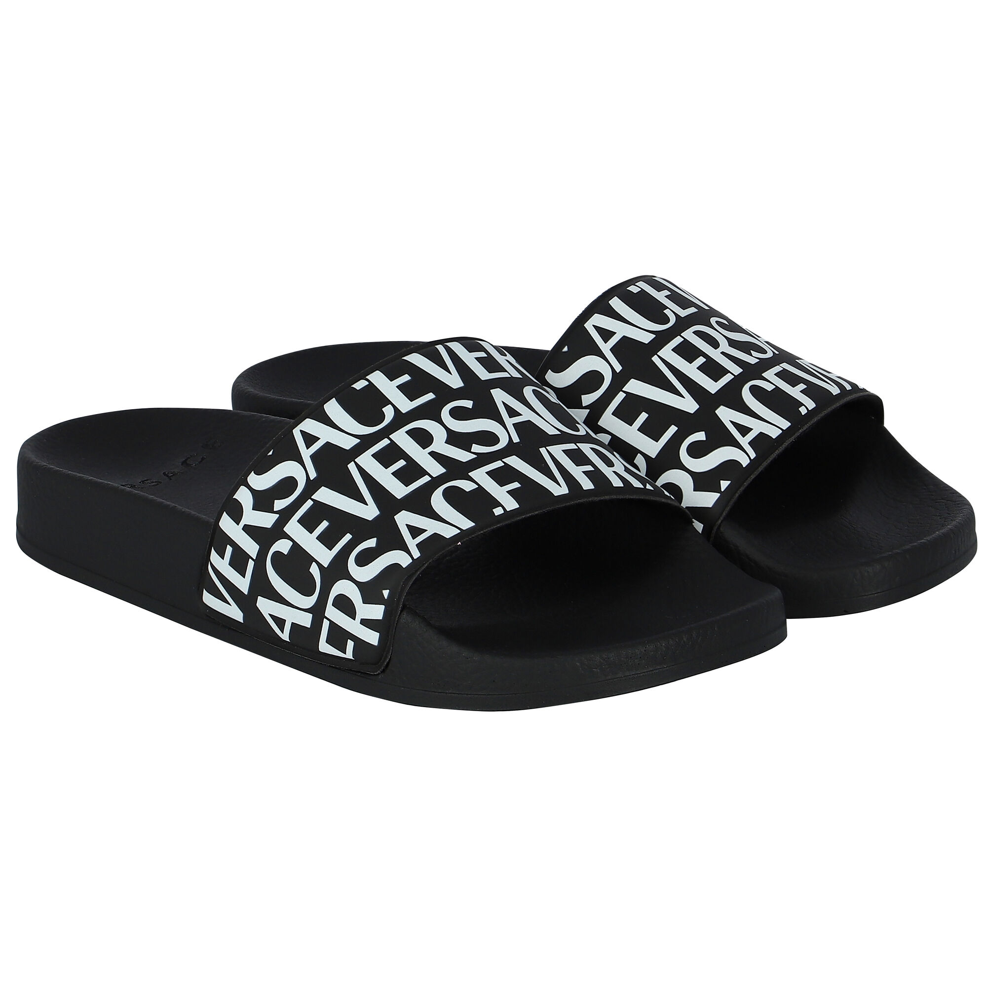 Versace Black White Logo Sliders Junior Couture UAE