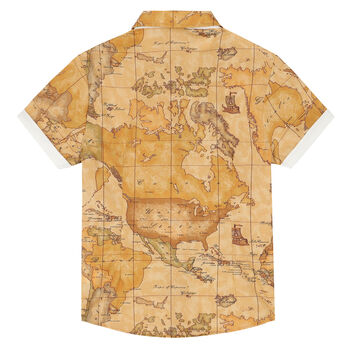 Boys Beige Geo Map Shirt