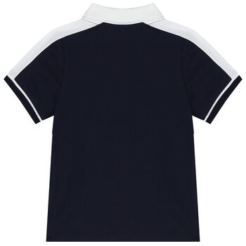 Younger Boys Navy Blue & White Logo Polo Shirt