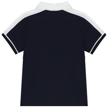 Younger Boys Navy Blue & White Logo Polo Shirt