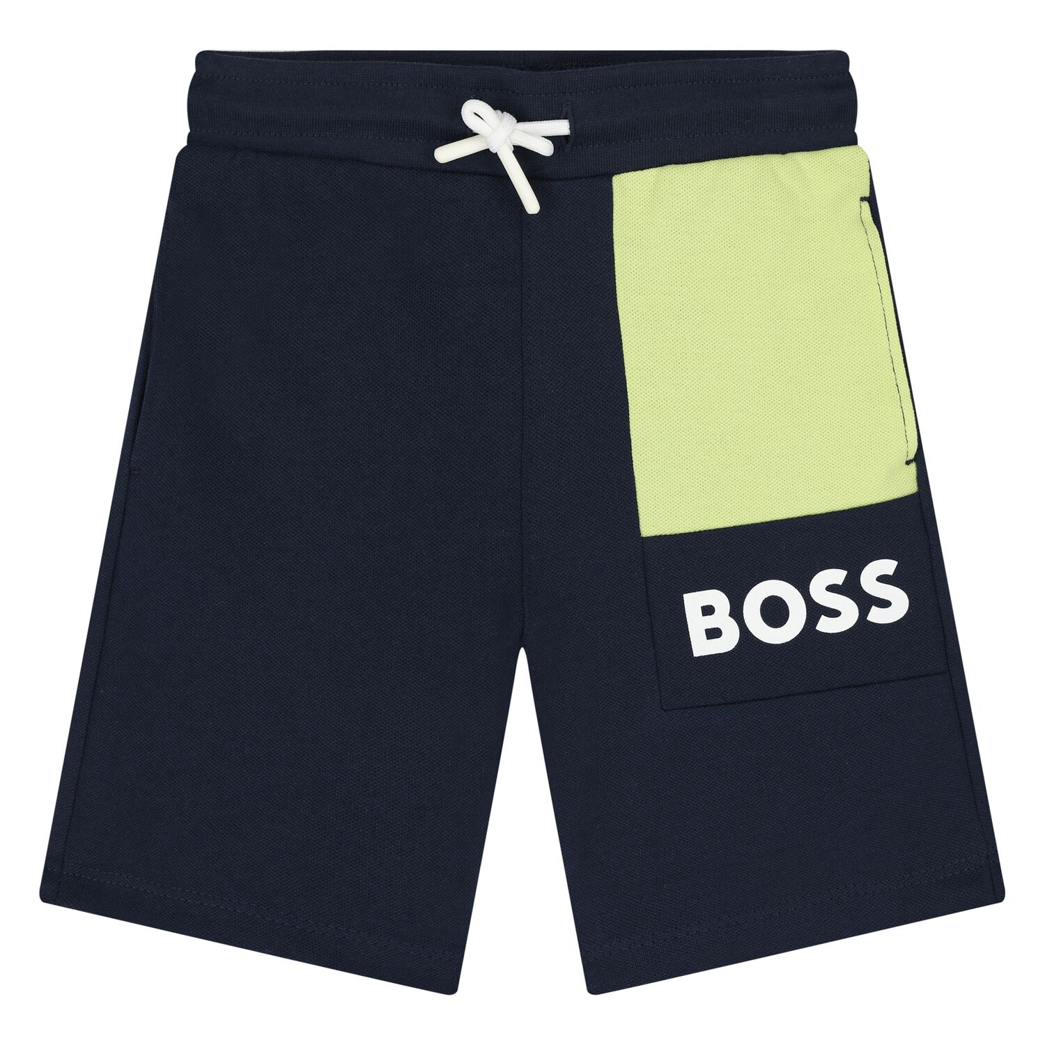 Younger Boys Navy Blue & Green Shorts, 1, hi-res