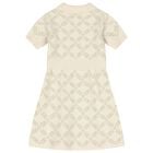 Girls Ivory & Gold Logo Knitted Polo Dress, 1, hi-res