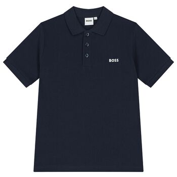 BOSS Boys Navy Blue Logo Polo Shirt, 3 Boys Navy Blue Logo Polo Shirt