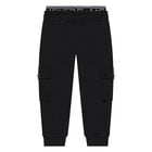 Younger Boys Black Logo Joggers, 1, hi-res