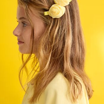 Girls Yellow Rosebud Hairclips ( 2-Pack )