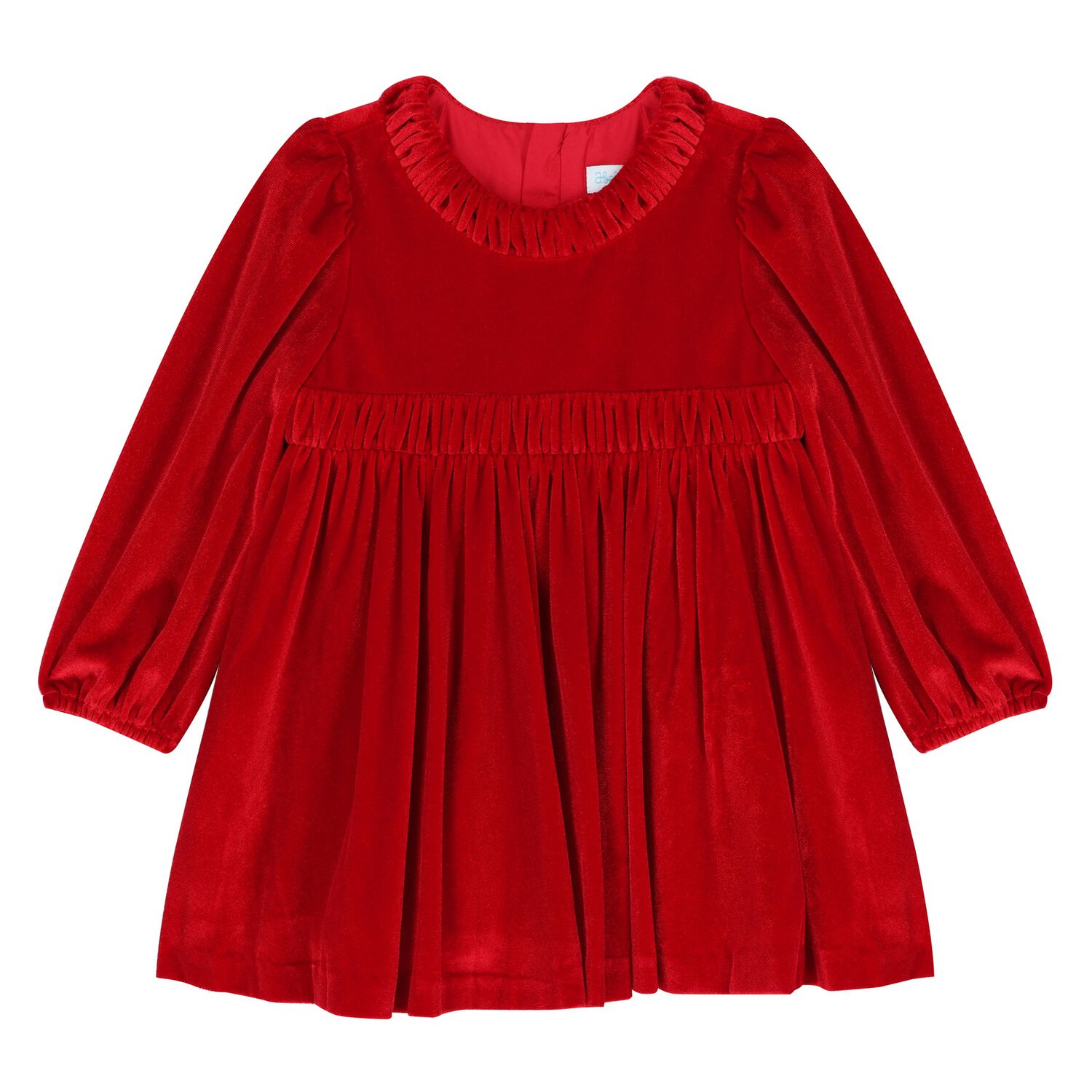 Younger Girls Red Long Sleeve Dress, 1, hi-res
