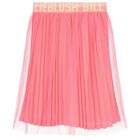 Girls Pink Logo Tulle Skirt, 1, hi-res