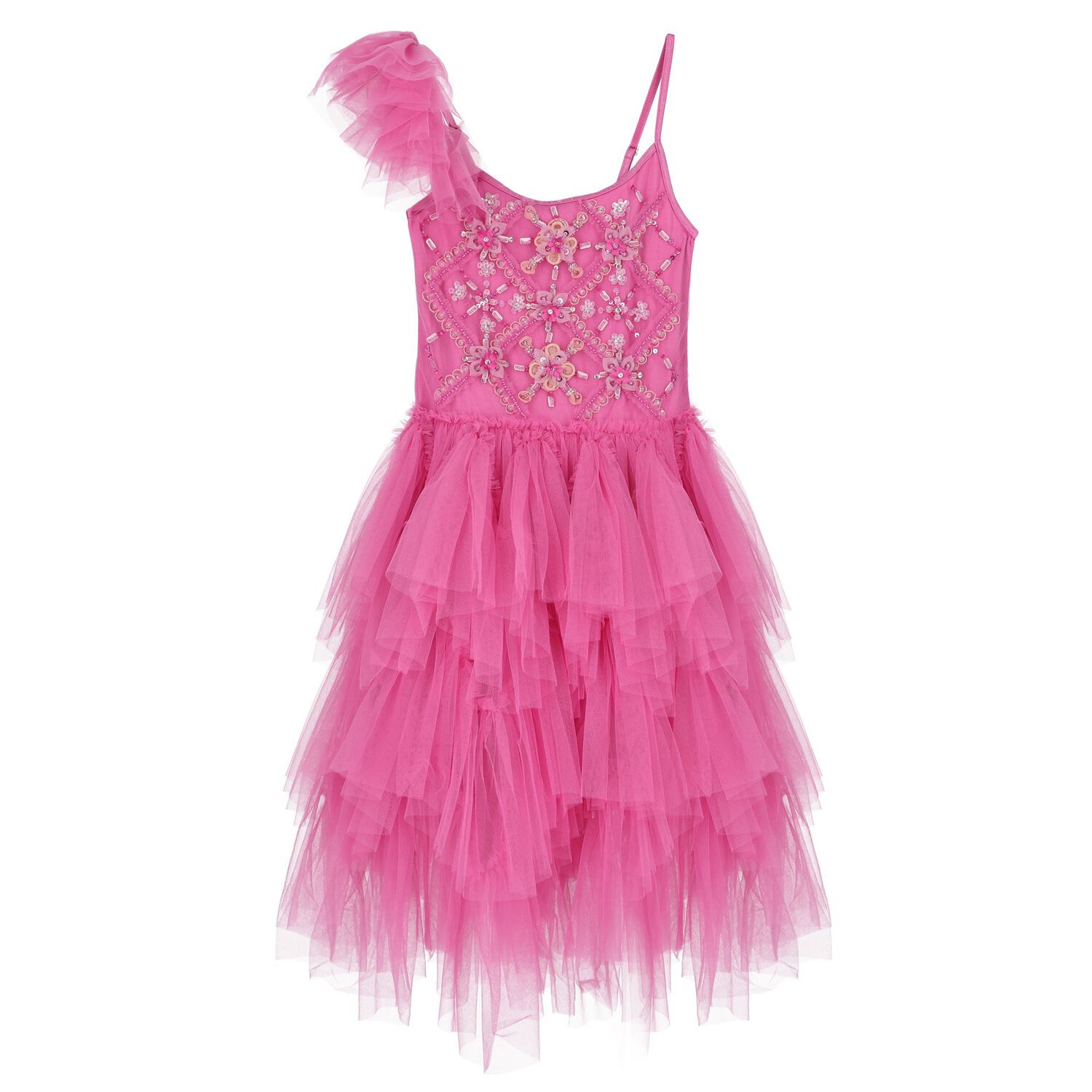 Girls Pink Embellished Tulle Dress Set, 1, hi-res image number null