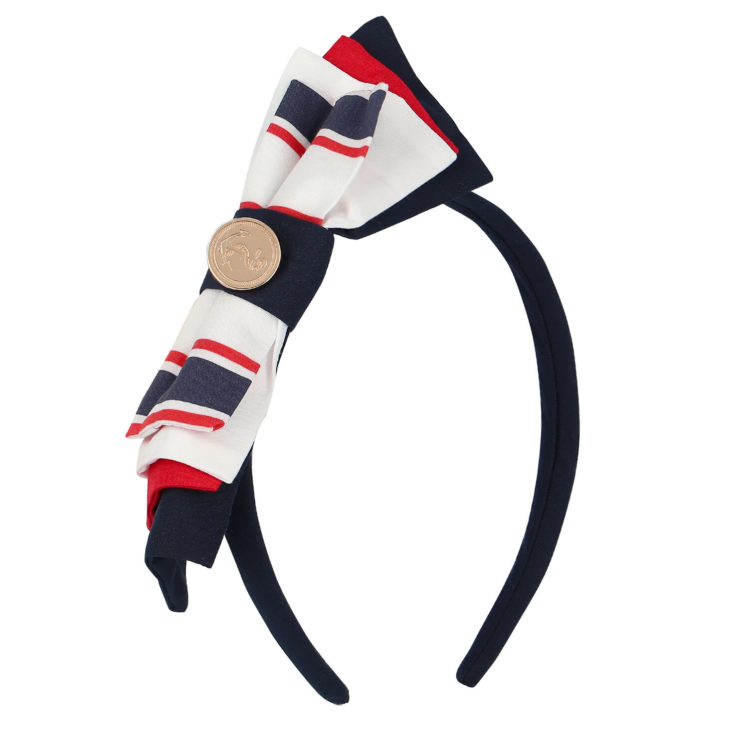 ربطة رأس للبنات مخططة باللون كحلي, 1, hi-res