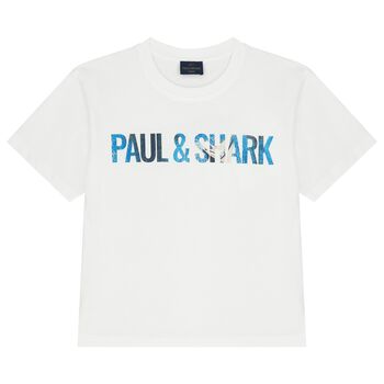 قميص أبيض للأولاد بشعار