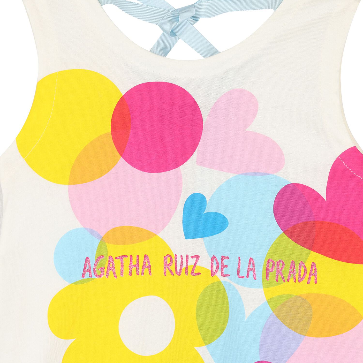 فستان بنات بشعار الورد باللون الأبيض والأزرق , 1, hi-res