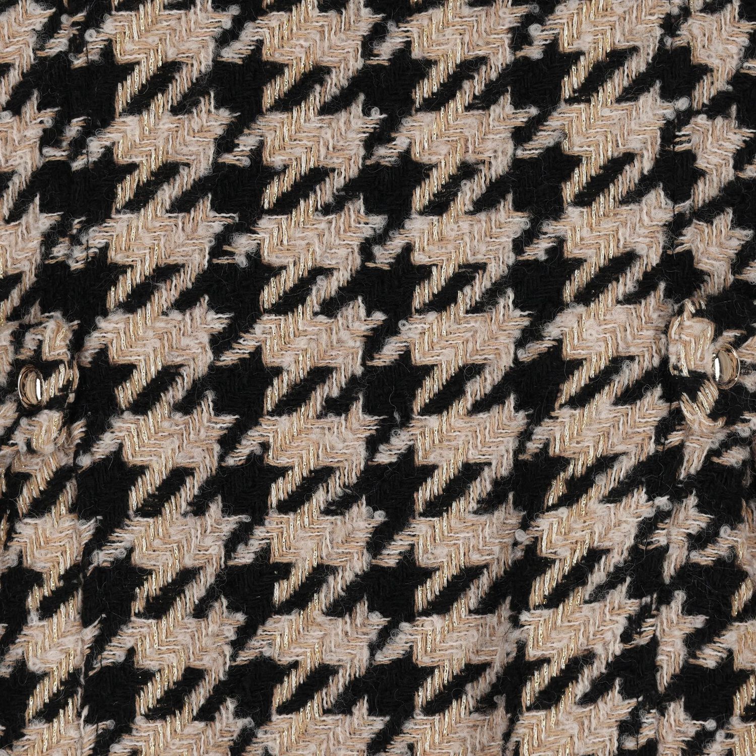 Girls Black & Beige Tweed Houndstooth Dress, 1, hi-res