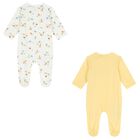 Baby Boys Ivory & Yellow Babygrows ( 2-Pack ), 3, hi-res