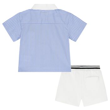 Boys Blue & White Ikonik Karl Shorts Set