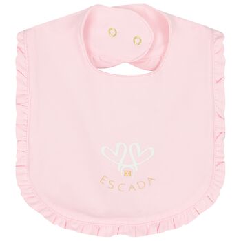 Baby Girls Pink Logo Ruffled Bib