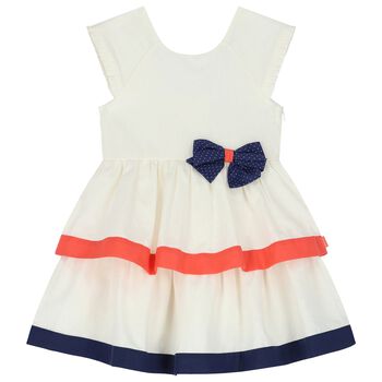 Tutto Piccolo Girls White Bow Dress, 1 Girls White Bow Dress