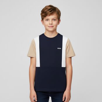 Boys Navy Blue Logo T-Shirt
