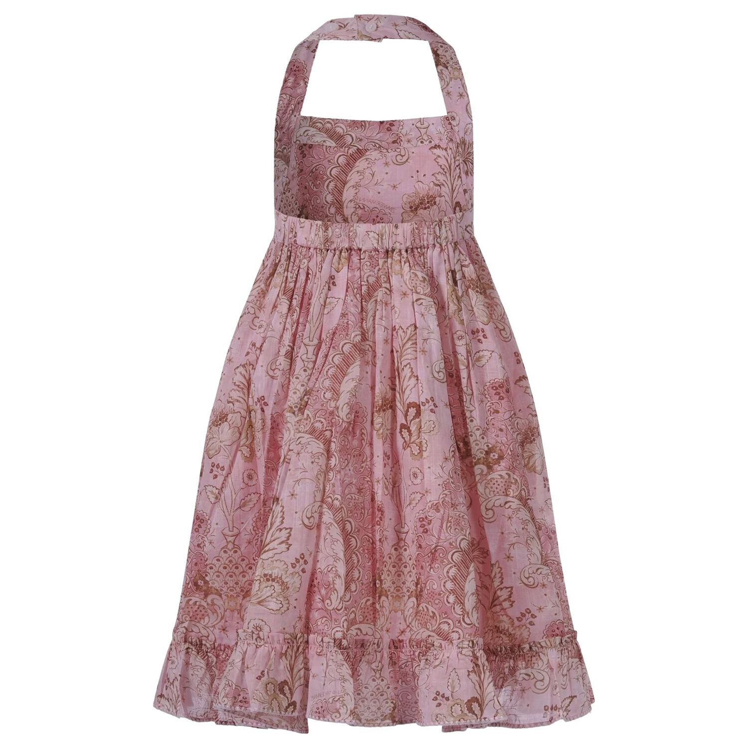 Girls Pink Floral Halter Dress, 1, hi-res