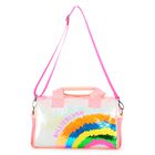 Girls Pink Iridescent Logo Bag, 1, hi-res