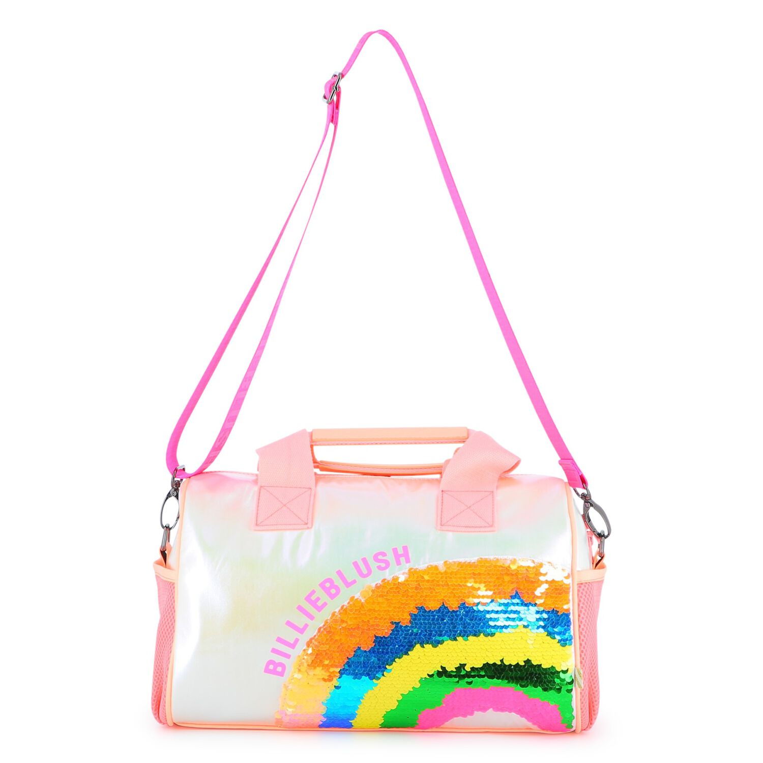 Girls Pink Iridescent Logo Bag, 1, hi-res