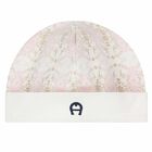 Baby Girls White & Pink Logo Hat, 1, hi-res