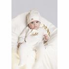 Ivory & Gold Logo Babygrow, 3, hi-res