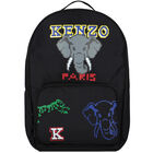 Boys Black Elephant Logo Backpack, 1, hi-res