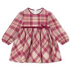 Younger Girls Pink Check Dress, 1, hi-res