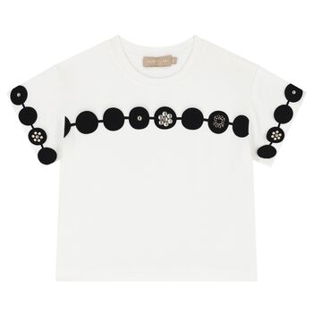 Girls Ivory Diamante T-Shirt