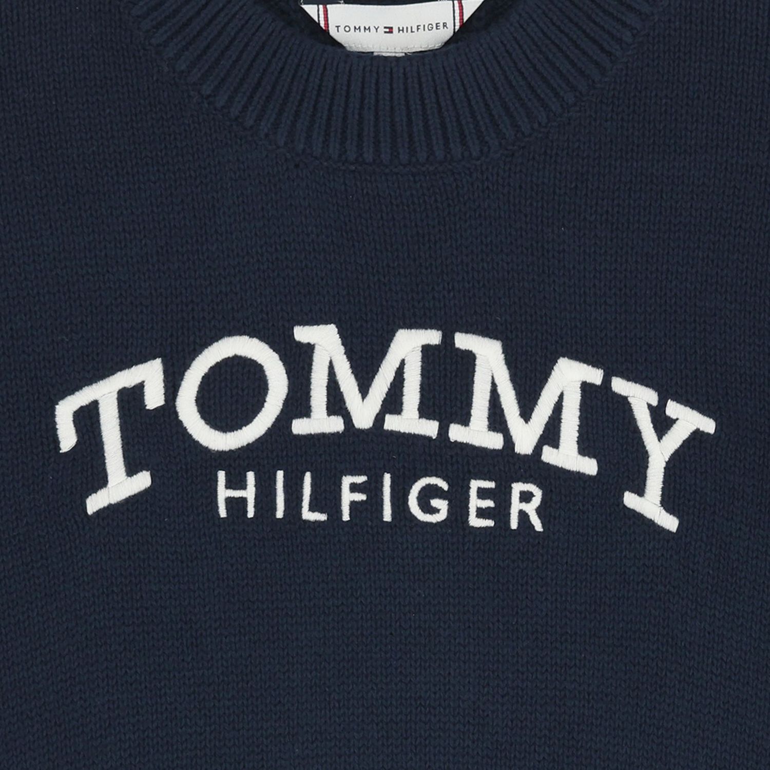 Girls Navy Blue Logo Knitted Sweater, 1, hi-res