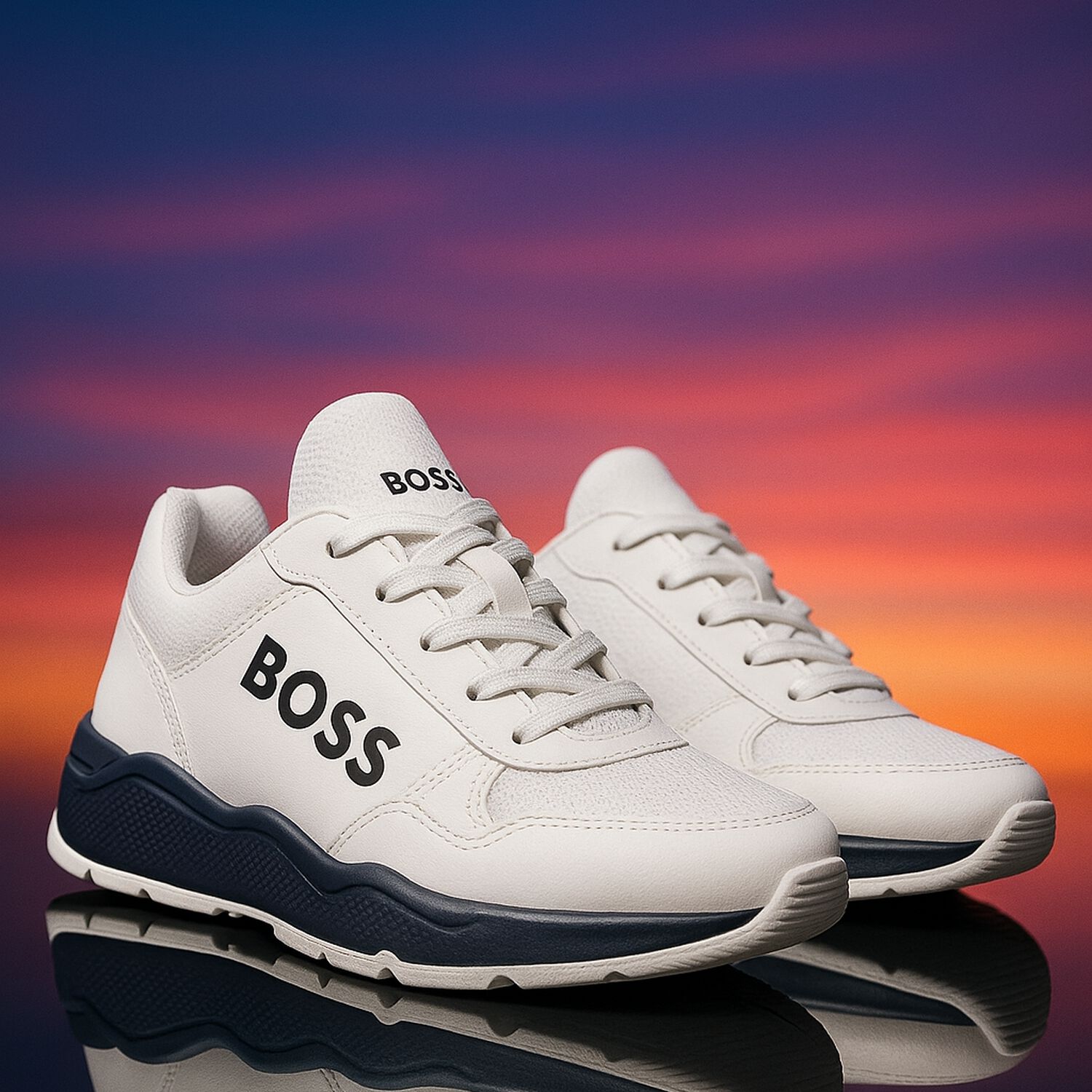 Boys White Logo Trainers, 1, hi-res image number null