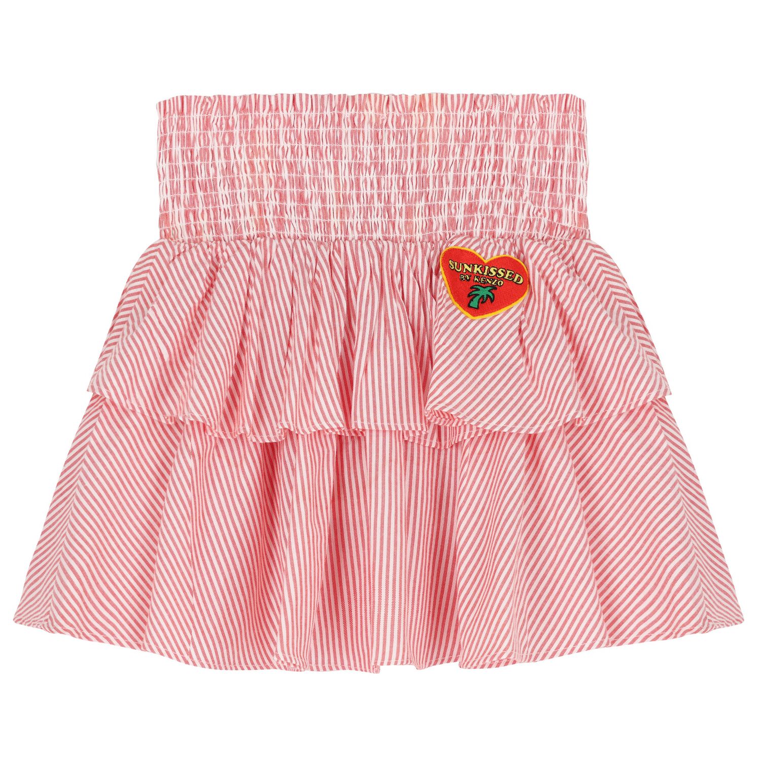 Girls Red & White Striped Skirt, 1, hi-res