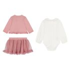 Baby Girls Pink & Ivory Piece Skirt Set, 1, hi-res