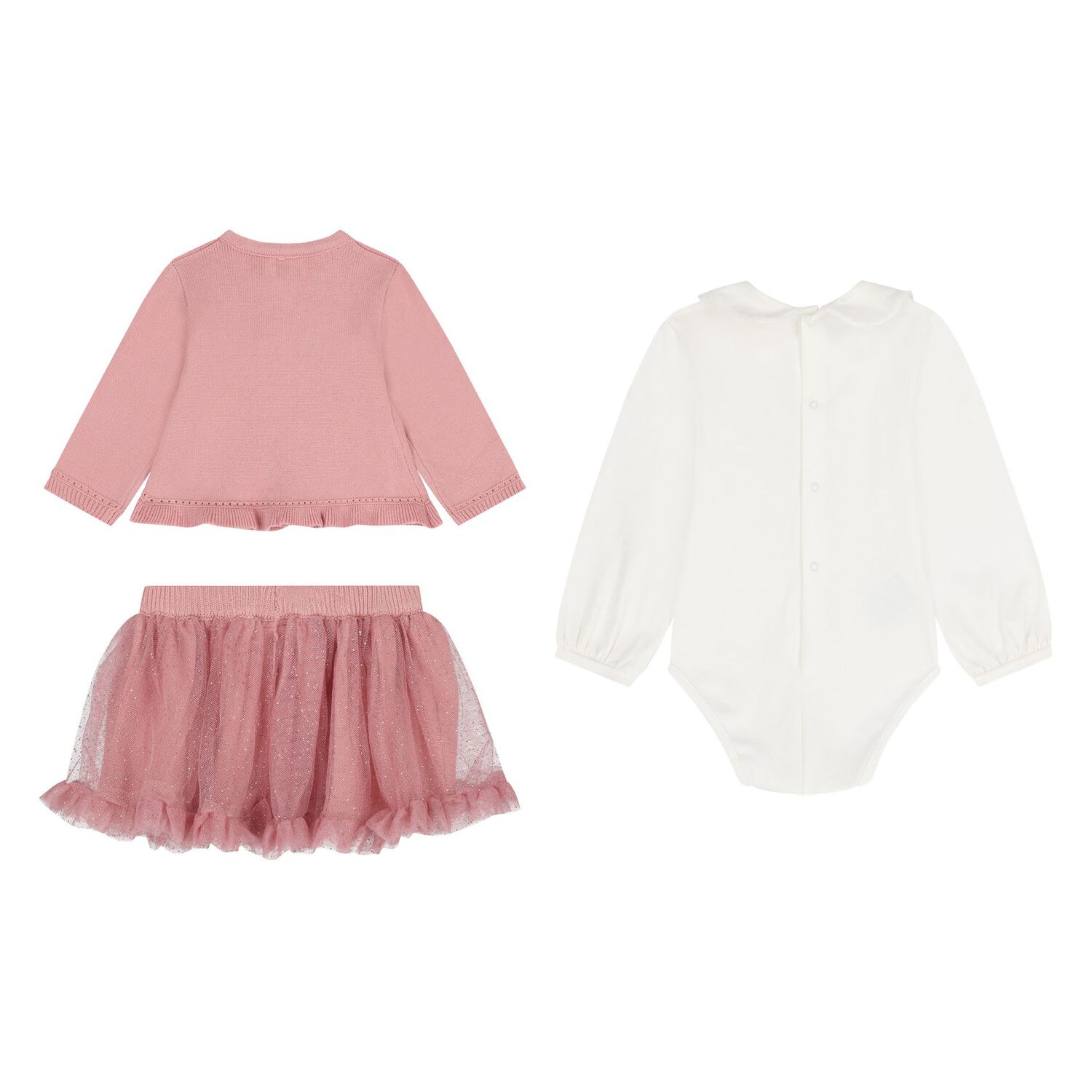 Baby Girls Pink & Ivory Piece Skirt Set, 1, hi-res