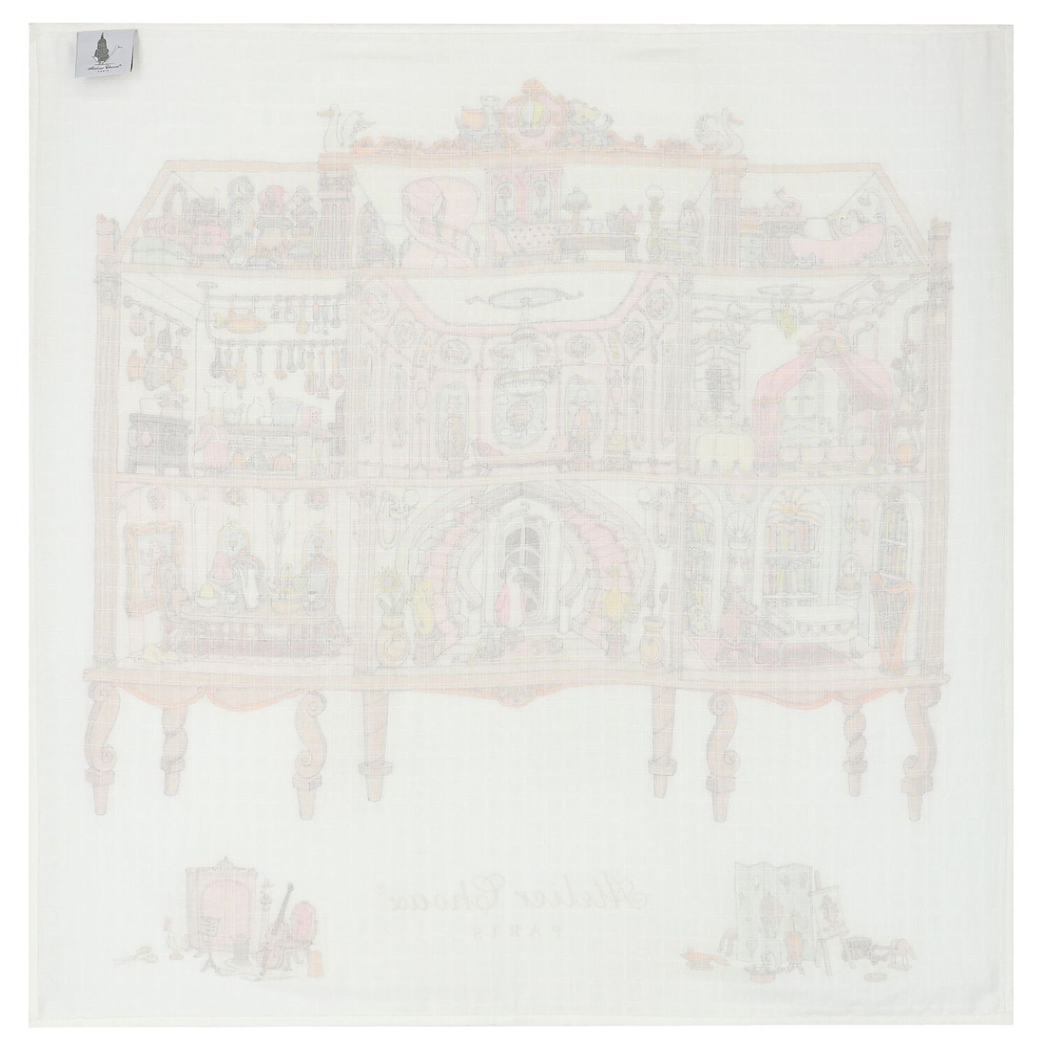 Baby Girls Ivory & Pink Doll House Swaddle Blanket, 1, hi-res image number null