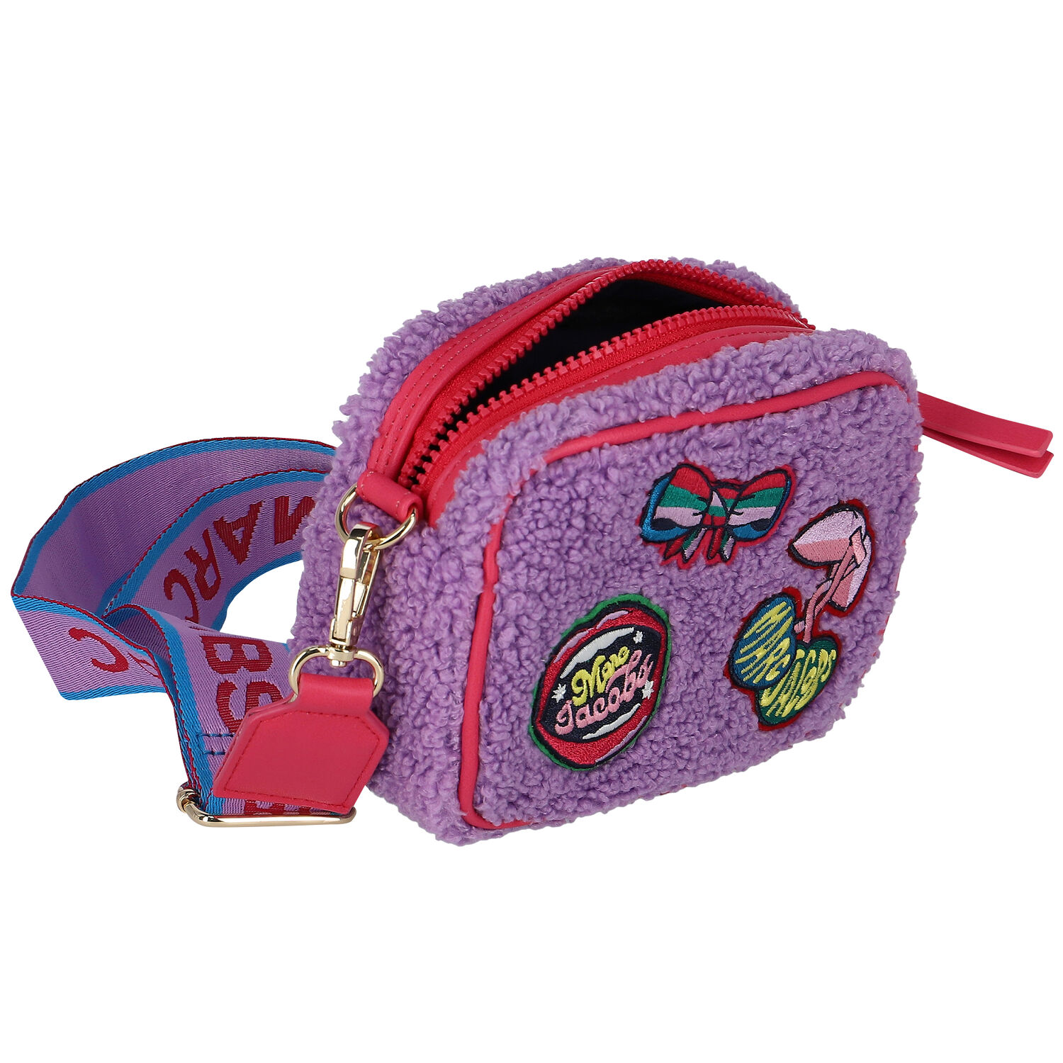 Girls Purple Logo Shearling Shoulder Bag, 1, hi-res