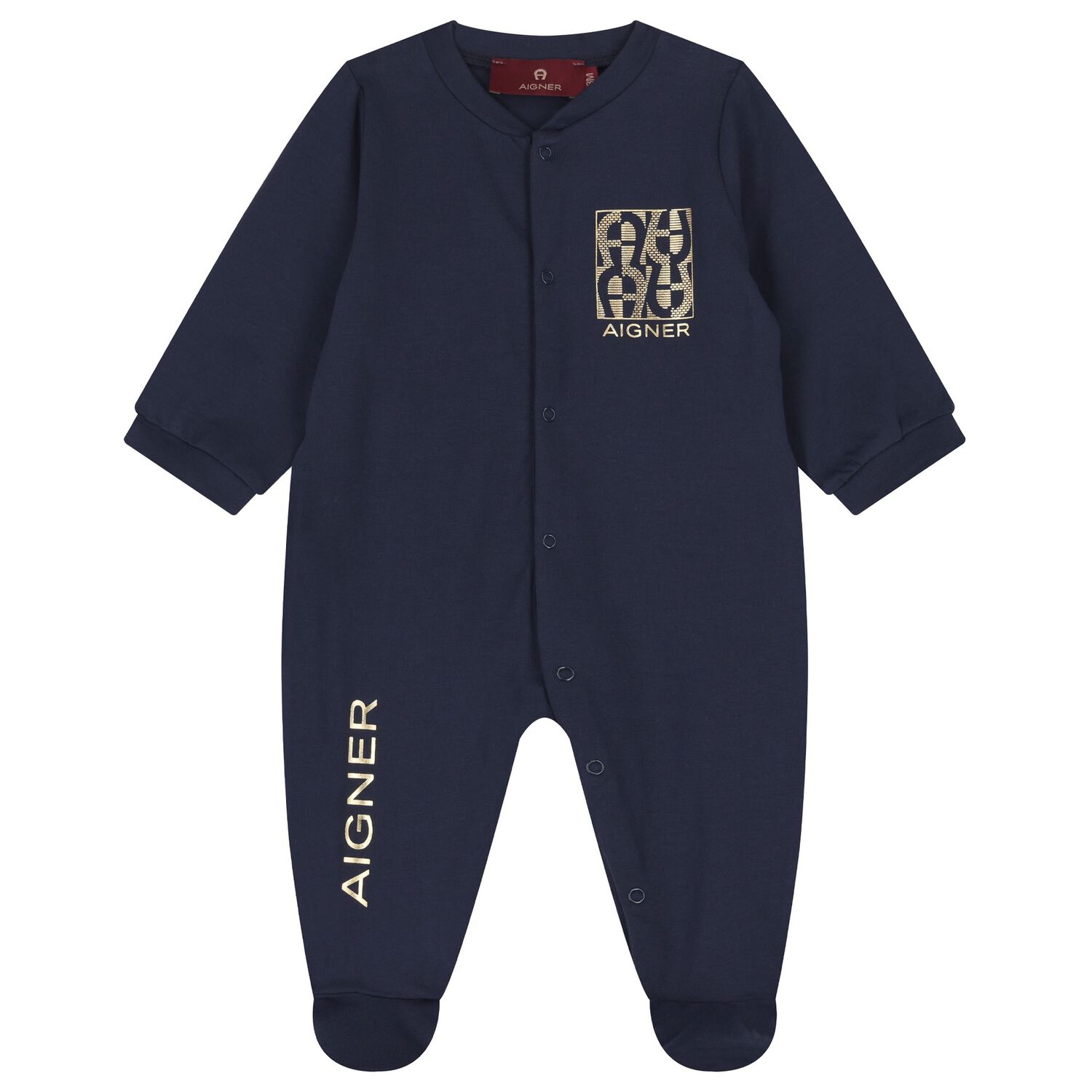 Baby Boys Navy Blue Logo Babygrow, 3, hi-res