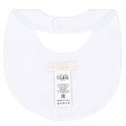 Baby Girls White & Pink Bib, 1, hi-res