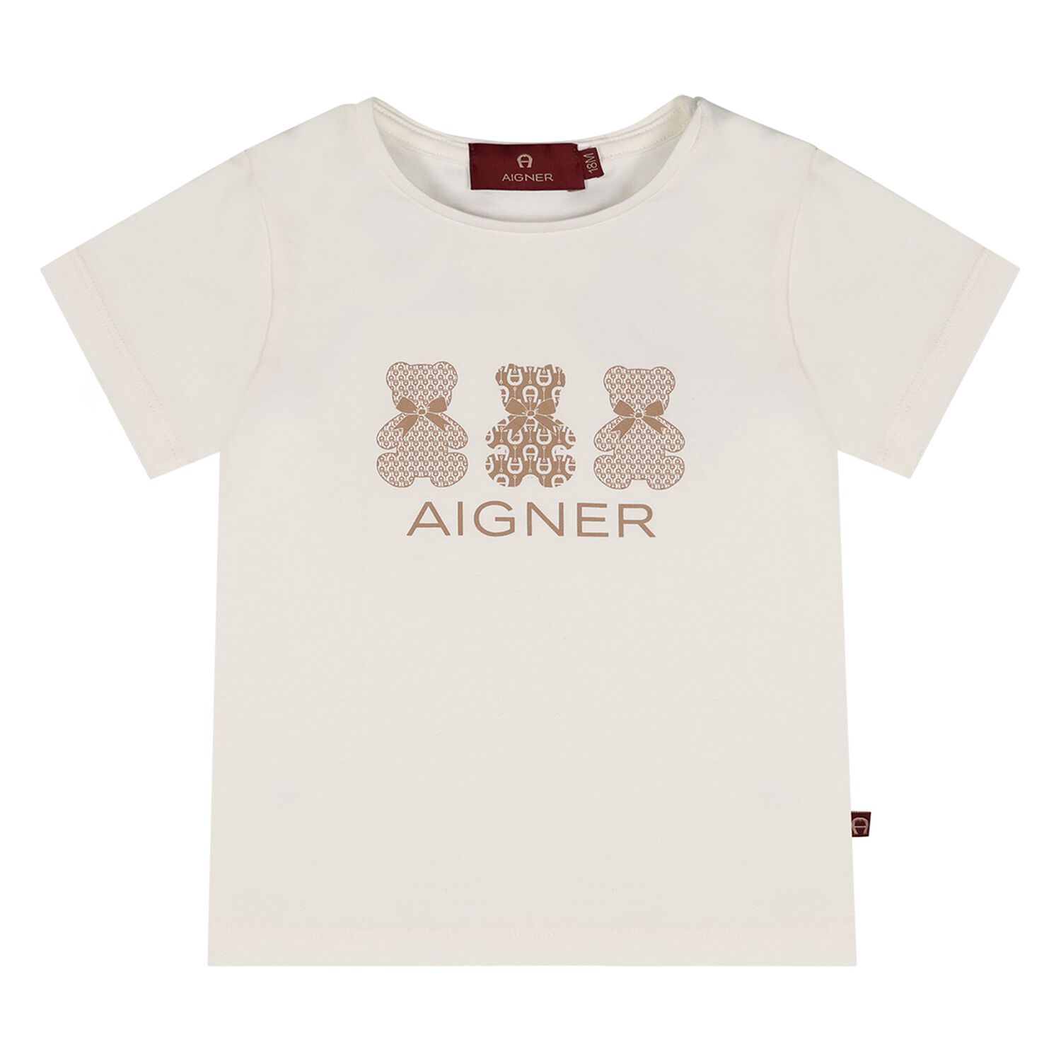 Younger Girls Ivory Teddy Bear T-Shirt, 1, hi-res